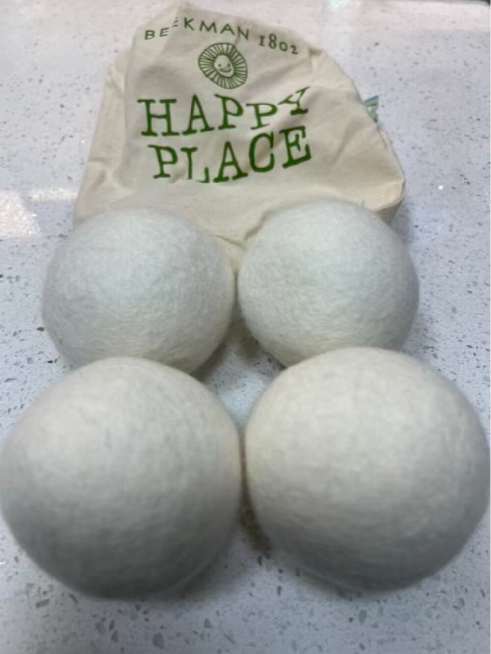Happy Place Set of 4 Wool Dryer Balls with Storage Bag